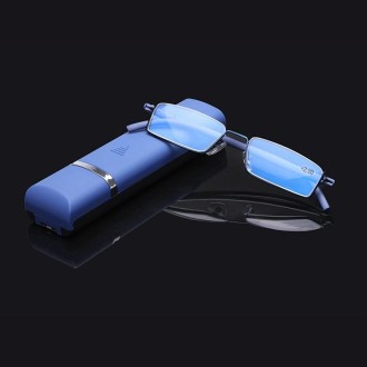 Lightweight Anti-blue Light Presbyopic Glasses Senior Clear Glasses With Case, Degree: 1.50(Blue)