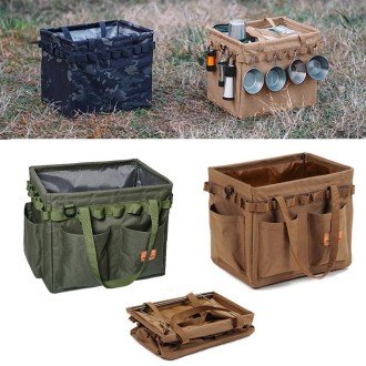 Outdoor Folding Storage Open-mouth  Box Camping Storage Tool Bag(Army Green)