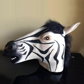 Popular Pretty Halloween Mask Masquerade Emulsion Horse Head Zebra Mask for Men and Women