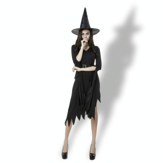 Black Irregular Long Skirt Exit Halloween Costume Cosplay Show Witchcraft Dress, XL, Chest: 98cm, Waistline: 80cm, Skirt Length: