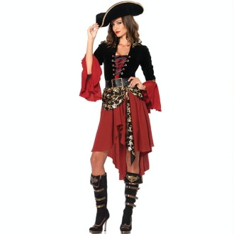 Cruel Seas Captain Buccaneer Pirate Cosplay Costume Women Sexy Halloween Fancy Dress Clothing, Chest: about 90cm, Waistline: abo