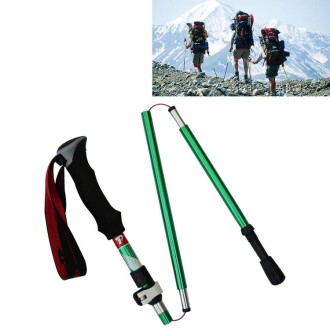 5 Node Portable Foldable Aluminium Alloy Alpenstocks Trekking Poles, Folding Length : 28.5CM (Green)