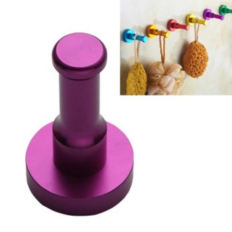 Color Personality Space Aluminum Round Hook Single Hook Kitchen Color Clothes Hook No Rust (Purple)