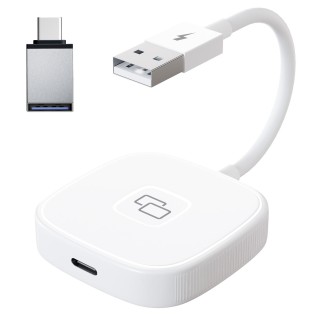 THT-020-7 USB + USB-C / Type-C Carplay Mirror Adapter for iPhone(White)