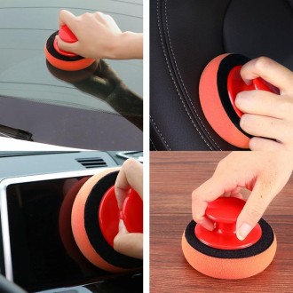 3 Sets Handle Polished Waxing Sponge Car Waxing Wash Tool(3 Handle +12 Sponge)