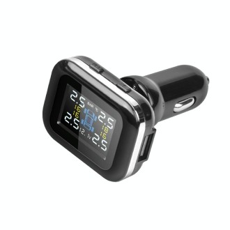 Q3 Mini Cigarette Lighter Car Wireless Tire Pressure Monitoring System TPMS Car Temperature Voltage Tire(Black)