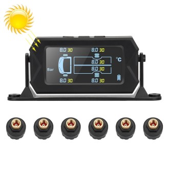 8 Bar Solar Wireless Tire Pressure Monitoring System TPMS 6 External Sensors for 6-wheel Truck Bus