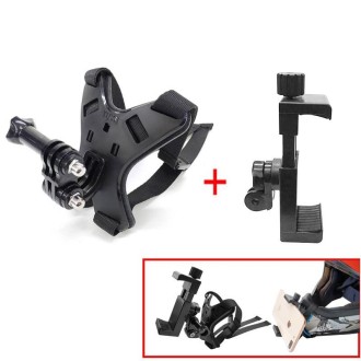 TUYU Motorcycle Helmet Chin Action Camera Mobile Phone Mounting Bracket Black Bracket+Mobile Phone Clip