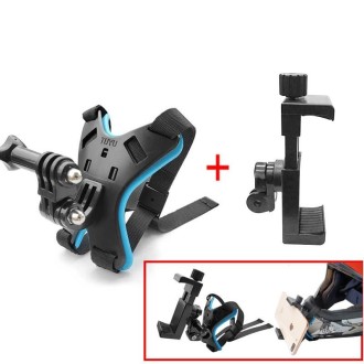 TUYU Motorcycle Helmet Chin Action Camera Mobile Phone Mounting Bracket Blue Bracket+Mobile Phone Clip