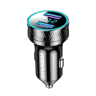 HY46B 40W Fast Charge Digital Display Dual USB Car Charger(Black)