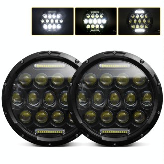 2 PCS 7 inch DC10-48V 36W 6000K Harley Motorcycle Headlight with 12 SMD-5630-LED Lamps and 12 Crystal Lamp Beads(White Light)