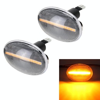 2 PCS DC12V / 3W Car LED Dynamic Blinker Side Lights Flowing Water Turn Signal Light for BMW Mini Cooper, Amber Light(Transparen