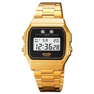 SKMEI 1952 Resin Mirror ABS Case Waterproof Electronic Watch(Golden Steel Belt)