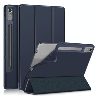 For Lenovo Tab P12 12.7 /P12 Pro 2nd Gen 3-folding TPU Smart Leather Tablet Case(Dark Blue)