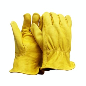 1 Pair JJ-5002 Outdoor Riding Gardening Genuine Leather Safety Gloves, Size: S