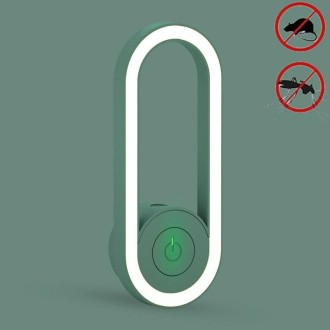 Ultrasonic Night Light Mosquito Repellent Household Mite Remover Repellent, US Plug(Green)