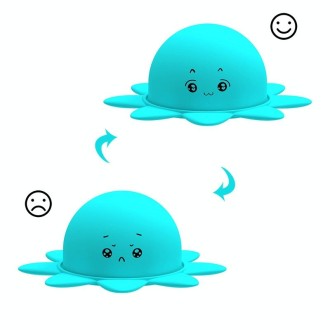 Double Expression Flip Dolls Octopus Silicone Unzip Toys, Height: 4.9cm(Blue)