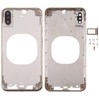 Transparent Back Cover with Camera Lens & SIM Card Tray & Side Keys for iPhone XS(Gold)