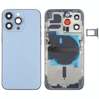 For iPhone 13 Pro Battery Back Cover with Side Keys & Card Tray & Power + Volume Flex Cable & Wireless Charging Module(Blue)