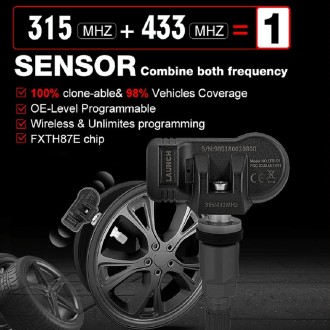 LAUNCH LTR-01 315MHz / 433MHz 2 in 1 Universal Programmable TPMS Tire Pressure Monitor Sensor