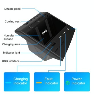 HFC-1110 Car Qi Standard Wireless Charger 10W Quick Charging for Lexus ES 2018-2022, Left Driving