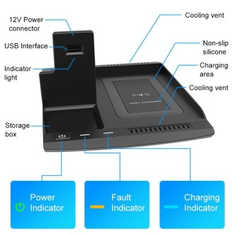 HFC-1006 Car Qi Standard Wireless Charger 10W Quick Charging for Honda Inspire 2018-2022, Left Driving