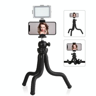 PULUZ Mini Octopus Flexible Tripod Holder with Ball Head & Phone Clamp + Tripod Mount Adapter & Long Screw for SLR Cameras, GoPr