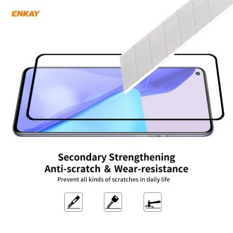 For OnePlus 9 / 9R ENKAY Hat-Prince Full Glue 0.26mm 9H 2.5D Tempered Glass Full Coverage Film