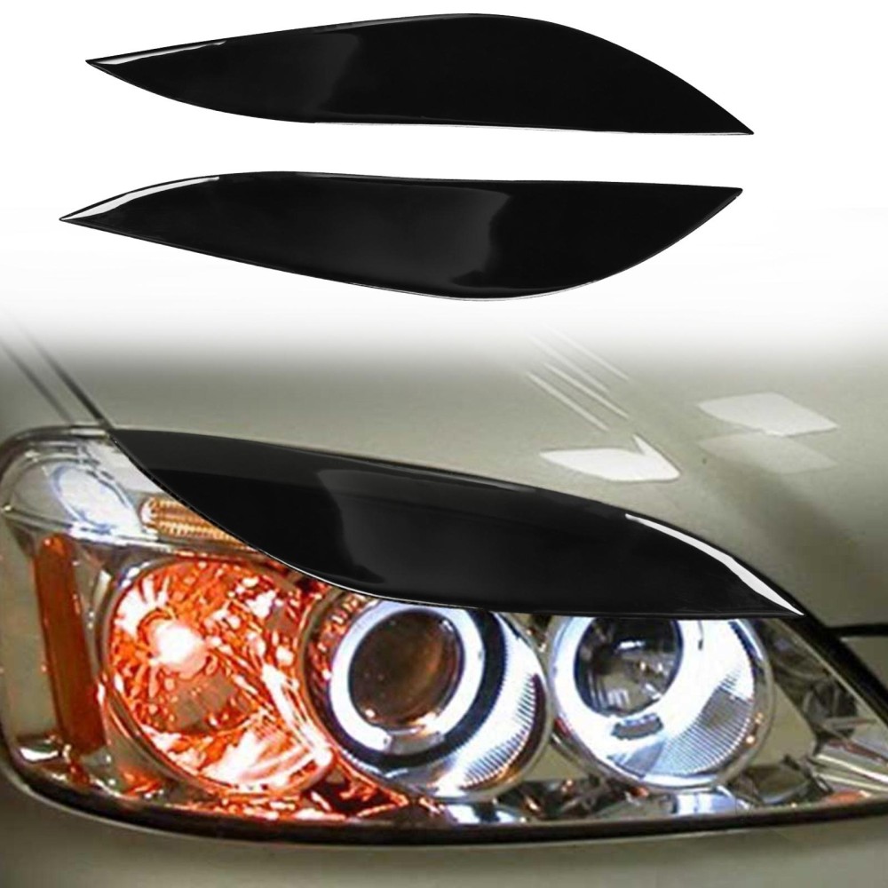 Pair Car Lamp Eyebrow Soft Decorative Sticker for Honda Civic 2001-2003 (Black)