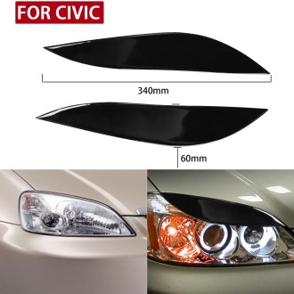 Pair Car Lamp Eyebrow Soft Decorative Sticker for Honda Civic 2001-2003 (Black)