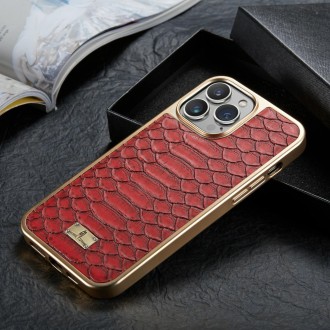 Fierre Shann Python Texture Electroplating PU Phone Case For iPhone 11 Pro Max(Red)