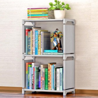 Plastic Steel Tube Multifunctional Combination Holder Student Books Shelf Floor Storage Rack(Gray)