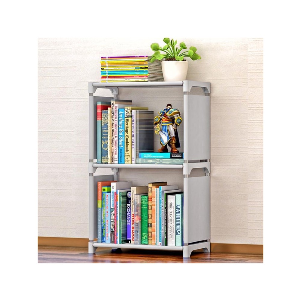 Plastic Steel Tube Multifunctional Combination Holder Student Books Shelf Floor Storage Rack(Gray)