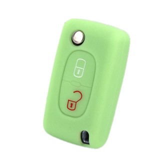 2pcs Car Key Cover for Peugeot 206/207/4008/3008 Citroen Sega/Triumph/C5(Luminous Green)