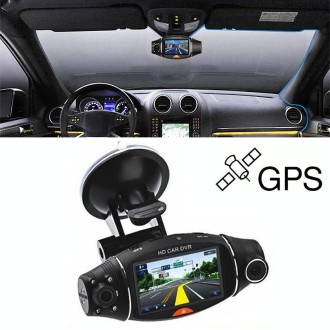 R310 2.7 inch Dual Lens Wide Angle Night Vision HD 720P Video Car DVR, Support TF Card (32GB Max) / Motion Detection / G-Sensor