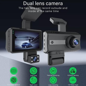 Front and Rear Dual Camera HD InfraredNight Vision Car Dash Cam Driving Recorder