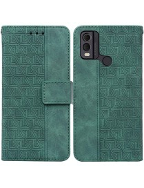 For Nokia C22 Geometric Embossed Leather Phone Case(Green)