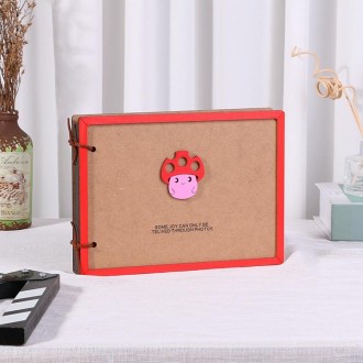 Wooden Loose-Leaf Album Children Growth Painting Album Couple DIY Handmade Gifts(Mushroom)