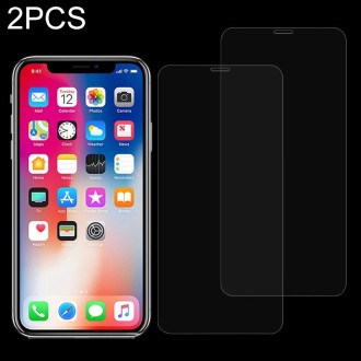 For iPhone X 2pcs 0.26mm 9H Surface Hardness Explosion-proof Non-full Screen Tempered Glass Screen Film