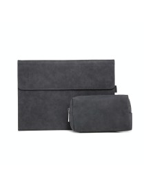 For Microsoft Surface Pro 9 Tablet Protective Case Holder(South African Sheepskin Black Case + Power Supply Bag)