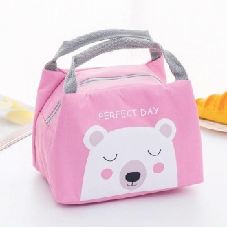 Portable Student Lunch Outdoor Portable Insulation Child Cute Student Lunch Box Bag(Little white Bear)