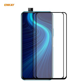 For Huawei Honor X10 5G 2 PCS ENKAY Hat-Prince Full Glue 0.26mm 9H 2.5D Tempered Glass Full Coverage Film