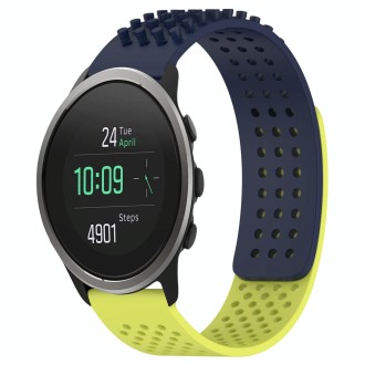 For SUUNTO 5 Peak 22mm Holes Breathable 3D Dots Silicone Watch Band(Midnight Blue+Lime Green)