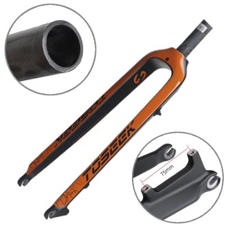 TOSEEK Ultra Light 26 Inch 385mm Mountain Bike Full Carbon Front Fork Straight Tube Disc Brake(Orange)