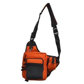 Outdoor Fishing Supplies Oxford Cloth Tricolor Fishing Crossbody Bag(Orange)