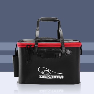 Thickened Multifunctional Folding Live Fish Box Fishing Bucket, Size:40 cm (with Handle and Side Pocket)(Black)