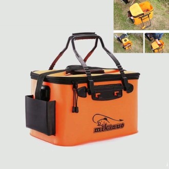 Thickened Multifunctional Folding Live Fish Box Fishing Bucket, Size:50 cm (with Handle and Side Pocket)