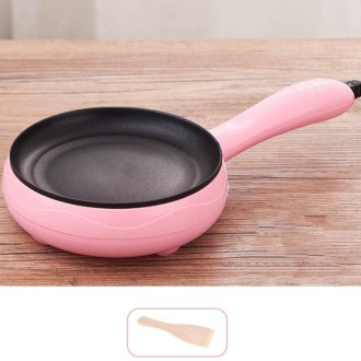 350W Electric Egg Omelette Cooker Frying Pan Steamer Cooker,EU Plug,Style: Pan+Wood Shovel Pink