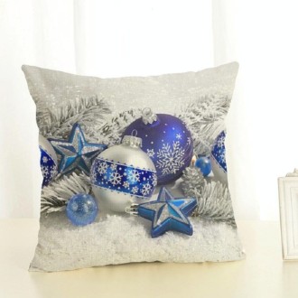 Christmas Decoration Cotton and Linen Pillow Office Home Cushion Without Pillow, Size:45x45cm(Blue Star)