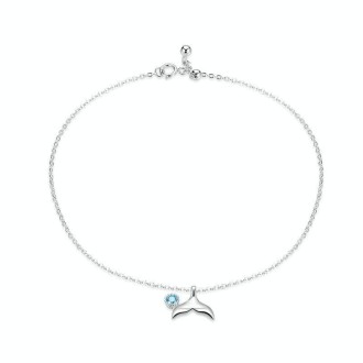 SCT004 Mermaid Tail Anklet Simple White Gold Plated Ladies 925 Silver Anklet